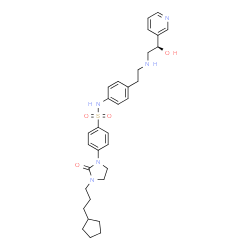 ChemSpider 2D Image | 4-[3-(3-Cyclopentylpropyl)-2-oxo-1-imidazolidinyl]-N-[4-(2-{[(2R)-2-hydroxy-2-(3-pyridinyl)ethyl]amino}ethyl)phenyl]benzenesulfonamide | C32H41N5O4S