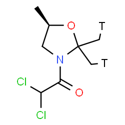 ChemSpider 2D Image | 2,2-Dichloro-1-{(5R)-5-methyl-2,2-bis[(~3~H_1_)methyl]-1,3-oxazolidin-3-yl}ethanone | C8H11T2Cl2NO2