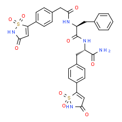 ChemSpider 2D Image | N-{[4-(1,1-DIOXIDO-3-OXO-2,3-DIHYDROISOTHIAZOL-5-YL)PHENYL]ACETYL}-L-PHENYLALANYL-4-(1,1-DIOXIDO-3-OXO-2,3-DIHYDROISOTHIAZOL-5-YL)-L-PHENYLALANINAMIDE | C32H29N5O9S2