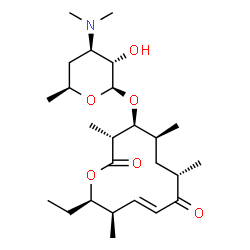 ChemSpider 2D Image | 4-{[4-(DIMETHYLAMINO)-3-HYDROXY-6-METHYLTETRAHYDRO-2H-PYRAN-2-YL]OXY}-12-ETHYL-3,5,7,11-TETRAMETHYLOXACYCLODODEC-9-ENE-2,8-DIONE | C25H43NO6