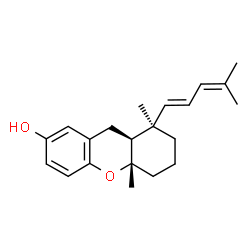 ChemSpider 2D Image | (1R,4aS,9aS)-1,4a-Dimethyl-1-[(1E)-4-methyl-1,3-pentadien-1-yl]-2,3,4,4a,9,9a-hexahydro-1H-xanthen-7-ol | C21H28O2
