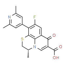 ChemSpider 2D Image | (3R)-10-(2,6-Dimethyl-4-pyridinyl)-9-fluoro-3-methyl-7-oxo-2,3-dihydro-7H-[1,4]thiazino[2,3,4-ij]quinoline-6-carboxylic acid | C20H17FN2O3S