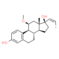 ChemSpider 2D Image | (11beta,17alpha,20Z)-21-Iodo-11-methoxy-19-norpregna-1,3,5(10),20-tetraene-3,17-diol | C21H27IO3