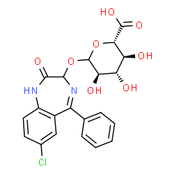 ChemSpider 2D Image | 7-Chloro-2-oxo-5-phenyl-2,3-dihydro-1H-1,4-benzodiazepin-3-yl D-glucopyranosiduronic acid | C21H19ClN2O8