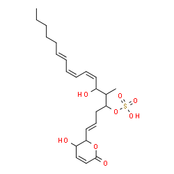 ChemSpider 2D Image | (1E,7Z,9Z,11E)-6-Hydroxy-1-(3-hydroxy-6-oxo-3,6-dihydro-2H-pyran-2-yl)-5-methyl-1,7,9,11-heptadecatetraen-4-yl hydrogen sulfate | C23H34O8S
