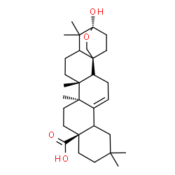 ChemSpider 2D Image | (3beta,5xi,9beta,10alpha,18xi)-3-Hydroxy-3,25-epoxyolean-12-en-28-oic acid | C30H46O4