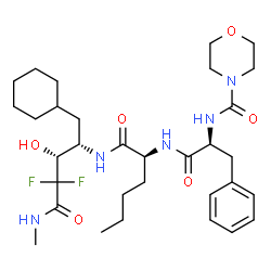 ChemSpider 2D Image | N-[(2S)-1-{[(2S)-1-{[(2S,3R)-1-Cyclohexyl-4,4-difluoro-3-hydroxy-5-(methylamino)-5-oxo-2-pentanyl]amino}-1-oxo-2-hexanyl]amino}-1-oxo-3-phenyl-2-propanyl]-4-morpholinecarboxamide | C32H49F2N5O6