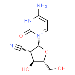 ChemSpider 2D Image | 4-Amino-1-(2-cyano-2-deoxy-beta-D-arabinofuranosyl)-2-oxo-2,3-dihydropyrimidin-1-ium | C10H13N4O4