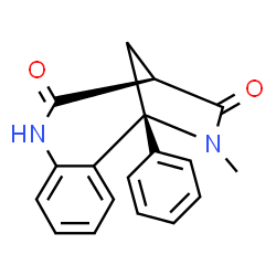ChemSpider 2D Image | (1R,10R)-12-Methyl-1-phenyl-8,12-diazatricyclo[8.2.1.0~2,7~]trideca-2,4,6-triene-9,11-dione | C18H16N2O2
