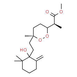 ChemSpider 2D Image | Methyl (2S)-2-{(6R)-6-[2-(1-hydroxy-2,2-dimethyl-6-methylenecyclohexyl)ethyl]-6-methyl-1,2-dioxan-3-yl}propanoate | C20H34O5