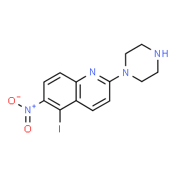 ChemSpider 2D Image | 5-Iodo-6-nitro-2-(1-piperazinyl)quinoline | C13H13IN4O2