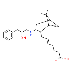 ChemSpider 2D Image | (5E)-7-{(1R)-3-[(2-Hydroxy-3-phenylpropyl)amino]-6,6-dimethylbicyclo[3.1.1]hept-2-yl}-5-heptenoic acid | C25H37NO3