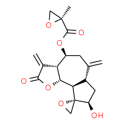 ChemSpider 2D Image | (3aR,4S,6aR,8R,9S,9aR,9bR)-8-Hydroxy-3,6-bis(methylene)-2-oxodecahydro-2H-spiro[azuleno[4,5-b]furan-9,2'-oxiran]-4-yl (2S)-2-methyl-2-oxiranecarboxylate | C19H22O7
