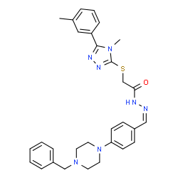 ChemSpider 2D Image | N'-{(Z)-[4-(4-Benzyl-1-piperazinyl)phenyl]methylene}-2-{[4-methyl-5-(3-methylphenyl)-4H-1,2,4-triazol-3-yl]sulfanyl}acetohydrazide | C30H33N7OS
