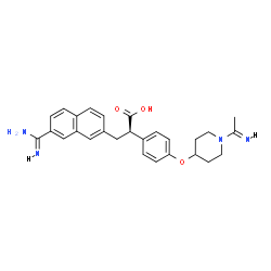 ChemSpider 2D Image | (2R)-3-(7-Carbamimidoyl-2-naphthyl)-2-[4-({1-[(1E)-ethanimidoyl]-4-piperidinyl}oxy)phenyl]propanoic acid | C27H30N4O3
