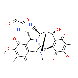 ChemSpider 2D Image | N-{[(1R,2S,10R,12R,13R,14R)-12-Cyano-14-hydroxy-7,18-dimethoxy-6,17,21-trimethyl-5,8,16,19-tetraoxo-11,21-diazapentacyclo[11.7.1.0~2,11~.0~4,9~.0~15,20~]henicosa-4(9),6,15(20),17-tetraen-10-yl]methyl}
-2-oxopropanamide | C29H30N4O9