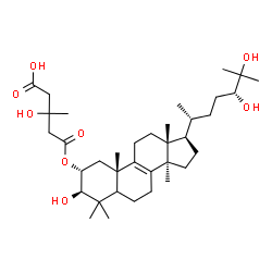 ChemSpider 2D Image | 3-Hydroxy-3-methyl-5-oxo-5-{[(2alpha,3beta,5xi,24R)-3,24,25-trihydroxylanost-8-en-2-yl]oxy}pentanoic acid | C36H60O8