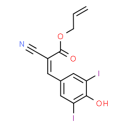 ChemSpider 2D Image | Allyl (2Z)-2-cyano-3-(4-hydroxy-3,5-diiodophenyl)acrylate | C13H9I2NO3