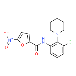 ChemSpider 2D Image | N-[3-Chloro-2-(1-piperidinyl)phenyl]-5-nitro-2-furamide | C16H16ClN3O4