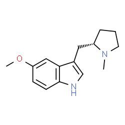ChemSpider 2D Image | 5-Methoxy-3-{[(2S)-1-methyl-2-pyrrolidinyl]methyl}-1H-indole | C15H20N2O