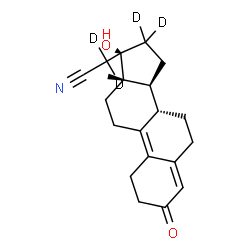ChemSpider 2D Image | (17alpha)-17-Hydroxy-3-oxo(16,16,20,20-~2~H_4_)-19-norpregna-4,9-diene-21-nitrile | C20H21D4NO2