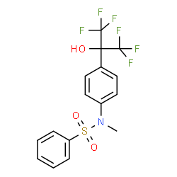 ChemSpider 2D Image | N-[4-(1,1,1,3,3,3-Hexafluoro-2-hydroxy-2-propanyl)phenyl]-N-methylbenzenesulfonamide | C16H13F6NO3S