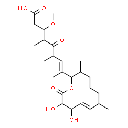 ChemSpider 2D Image | (7E)-8-[(8E)-10,11-Dihydroxy-3,7-dimethyl-12-oxooxacyclododec-8-en-2-yl]-3-methoxy-4,6-dimethyl-5-oxo-7-nonenoic acid | C25H40O8