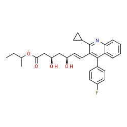 ChemSpider 2D Image | sec-Butyl (3R,5S,6E)-7-[2-cyclopropyl-4-(4-fluorophenyl)-3-quinolinyl]-3,5-dihydroxy-6-heptenoate | C29H32FNO4