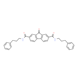 ChemSpider 2D Image | 9-Oxo-N,N'-bis(3-phenylpropyl)-9H-fluorene-2,7-dicarboxamide | C33H30N2O3
