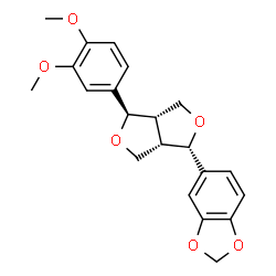 ChemSpider 2D Image | 5-[(1S,3aS,4R,6aS)-4-(3,4-Dimethoxyphenyl)tetrahydro-1H,3H-furo[3,4-c]furan-1-yl]-1,3-benzodioxole | C21H22O6