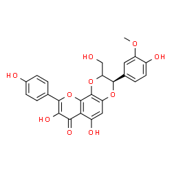 ChemSpider 2D Image | (3R)-6,8-Dihydroxy-3-(4-hydroxy-3-methoxyphenyl)-2-(hydroxymethyl)-9-(4-hydroxyphenyl)-2,3-dihydro-7H-[1,4]dioxino[2,3-h]chromen-7-one | C25H20O10
