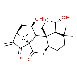ChemSpider 2D Image | (1R,4R,8S,9S,12R,13R,14R,16R)-9,14-Dihydroxy-7,7-dimethyl-17-methylene-3,10-dioxapentacyclo[14.2.1.0~1,13~.0~4,12~.0~8,12~]nonadecane-2,18-dione | C20H26O6