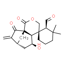 ChemSpider 2D Image | (1S,1'R,2S,6'R,7'S,9'R)-7'-Hydroxy-3,3-dimethyl-10'-methylene-2',11'-dioxo-3'-oxaspiro[cyclohexane-1,5'-tricyclo[7.2.1.0~1,6~]dodecane]-2-carbaldehyde | C20H26O5