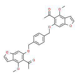 ChemSpider 2D Image | 1,1'-{1,4-Phenylenebis[methyleneoxy(4-methoxy-1-benzofuran-6,5-diyl)]}diethanone | C30H26O8
