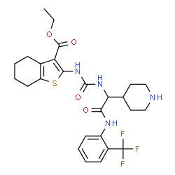 ChemSpider 2D Image | Ethyl 2-({[2-oxo-1-(4-piperidinyl)-2-{[2-(trifluoromethyl)phenyl]amino}ethyl]carbamoyl}amino)-4,5,6,7-tetrahydro-1-benzothiophene-3-carboxylate | C26H31F3N4O4S