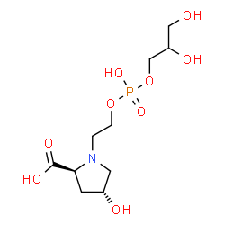 ChemSpider 2D Image | (4R)-1-(2-{[(2,3-Dihydroxypropoxy)(hydroxy)phosphoryl]oxy}ethyl)-4-hydroxy-L-proline | C10H20NO9P
