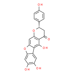 ChemSpider 2D Image | (2S)-5,7,8-Trihydroxy-2-(4-hydroxyphenyl)-2,3-dihydro-4H-[1]benzofuro[3,2-g]chromen-4-one | C21H14O7