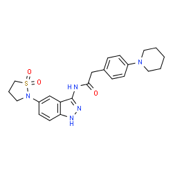 ChemSpider 2D Image | N-[5-(1,1-DIOXIDOISOTHIAZOLIDIN-2-YL)-1H-INDAZOL-3-YL]-2-(4-PIPERIDIN-1-YLPHENYL)ACETAMIDE | C23H27N5O3S
