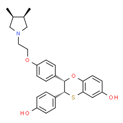 ChemSpider 2D Image | (2S,3R)-2-(4-{2-[(3R,4S)-3,4-Dimethyl-1-pyrrolidinyl]ethoxy}phenyl)-3-(4-hydroxyphenyl)-2,3-dihydro-1,4-benzoxathiin-6-ol | C28H31NO4S