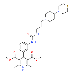 ChemSpider 2D Image | Dimethyl 2,6-dimethyl-4-{3-[({3-[4-(4-thiomorpholinyl)-1-piperidinyl]propyl}carbamoyl)amino]phenyl}-1,4-dihydro-3,5-pyridinedicarboxylate | C30H43N5O5S