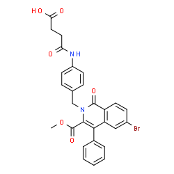 ChemSpider 2D Image | 4-[(4-{[6-Bromo-3-(methoxycarbonyl)-1-oxo-4-phenyl-2(1H)-isoquinolinyl]methyl}phenyl)amino]-4-oxobutanoic acid | C28H23BrN2O6