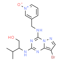 ChemSpider 2D Image | 2-[(8-Bromo-4-{[(1-oxido-3-pyridinyl)methyl]amino}pyrazolo[1,5-a][1,3,5]triazin-2-yl)amino]-3-methyl-1-butanol | C16H20BrN7O2