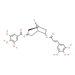 ChemSpider 2D Image | (1R,3S,5S,6S)-8-Methyl-6-{[(2E)-3-(3,4,5-trimethoxyphenyl)-2-propenoyl]oxy}-8-azabicyclo[3.2.1]oct-3-yl 3,4,5-trimethoxybenzoate | C30H37NO10