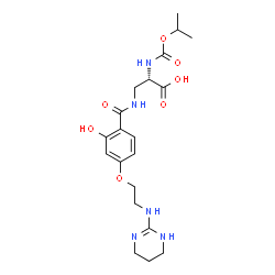 ChemSpider 2D Image | 3-({2-Hydroxy-4-[2-(1,4,5,6-tetrahydro-2-pyrimidinylamino)ethoxy]benzoyl}amino)-N-(isopropoxycarbonyl)-L-alanine | C20H29N5O7