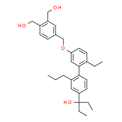 ChemSpider 2D Image | 3-(5'-{[3,4-Bis(hydroxymethyl)benzyl]oxy}-2'-ethyl-2-propyl-4-biphenylyl)-3-pentanol | C31H40O4