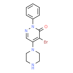 ChemSpider 2D Image | 4-Bromo-2-phenyl-5-(1-piperazinyl)-3(2H)-pyridazinone | C14H15BrN4O