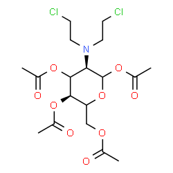 ChemSpider 2D Image | 1,3,4,6-Tetra-O-acetyl-2-[bis(2-chloroethyl)amino]-2-deoxy-D-erythro-hexopyranose | C18H27Cl2NO9