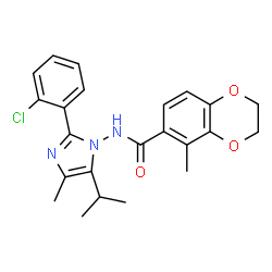 ChemSpider 2D Image | N-[2-(2-Chlorophenyl)-5-isopropyl-4-methyl-1H-imidazol-1-yl]-5-methyl-2,3-dihydro-1,4-benzodioxine-6-carboxamide | C23H24ClN3O3