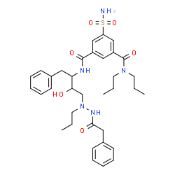 ChemSpider 2D Image | N'-{3-Hydroxy-1-phenyl-4-[2-(phenylacetyl)-1-propylhydrazino]-2-butanyl}-N,N-dipropyl-5-sulfamoylisophthalamide | C35H47N5O6S