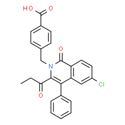 ChemSpider 2D Image | 4-[(6-chloro-1-oxo-4-phenyl-3-propanoylisoquinolin-2(1H)-yl)methyl]benzoic acid | C26H20ClNO4